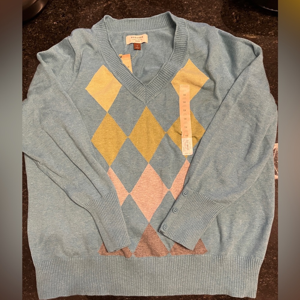 Sonoma Light Blue size 1X Long Sleeve Sweater
